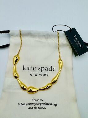 Kate Spade Molten Necklace Gold Tone Teardrop Link